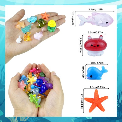 HAVAGDTM Mini Animal Figures Mini Duck Figures Miniature Garden Decor for Miniature Garden Landscape Pots Dollhouse DIY Handmade Birthday Party Favor (Ocean)