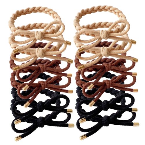 KOVOLITU 12 PCS Braided Hair Ties Bow Tie Hair Bracelets for Women Girls Elastic Hair Ties No Damage Ponytail Holders