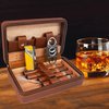 Time C Club 4-Finger Portable Travel Leather Cigar Case, Cigar Cutter,Cigar Humidor with Cigar Lighter and Humidifier, Groomsmen Gift, Birthday Gift