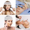 RONRONS 100 Pieces Disposable Spa Headbands, Soft Non-woven Facial Cloth Stretch Skin Care Hair Band, Professional Salon Makeup Sauna Essential Supplies for Women, White