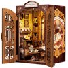 CUTEBEE DIY Book Nook Kit for Adults and Teens, DIY Wooden Miniature Tiny House Dollhouse Kit Bookshelf Booknook Bookcase Model Build Gift Kit Decor Alley with LED Light