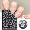 TBRZTR 8 Sheets Flower Nail Art Stickers Decals 3D Self-Adhesive White Floral Nail Decals Self-Adhesive Nail Art Supplies Flowers Nail Accessories for Women Manicure Decorations Design
