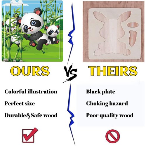 Puzzles for Kids Ages 3-5, 16 Piece Colorful Wooden Puzzles for Toddler Children Learning Educational Puzzles Toys for Boys and Girls (9 Puzzles)