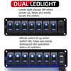 FXC Purishion 7 Gang Rocker Switch Aluminum Panel with Voltmeter & Dual USB(4.8 Amps) Fast Charging, Blue Backlit Led, Pre-Wired IP65 Waterproof for Marine, Boat, Car, Truck, Polaris, Jeep (Blue)