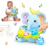 Ryotagift Baby Bilingual Musical Elephant Stuffed Animals Toys,Infant Early Learning Toys with Light-Up Music & Crinkle,Tummy Time Toys for 0 3 6 9 12+ Months for Baby Boy Girl Gift,Blue
