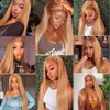 P27/30 Straight Bundles Human Hair Highlight Honey Blonde 3 Bundles 28 28 28 Inch Double Weft Brazilian 8A Virgin Weave Human Hair Extensions 2 Tone Blonde Mixed With Brown Bundles