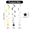 BEISHIDA Black Gold Silver Star Hanging Swirl Decorations,Graduation Birthday Hanging Party Supplies for Graduation Wedding Baby Shower Birthday Decorations,Pack of 15