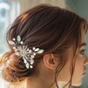 Casdre Rhinestone Bride Wedding Hair Comb Silver Pearl Bridal Hair Piece Crystal Evening Party Hair Accessories for Women and Girls
