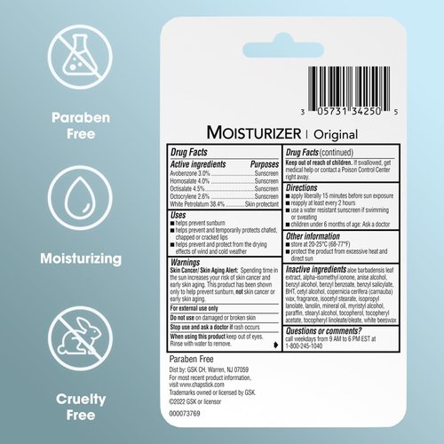 ChapStick SPF Lip Balm 3-Pack – Original 2-in-1 Lipcare with SPF 12, Ultra Hydrating Formula with Aloe Vera and Vitamin E, 0.15 Oz Ea