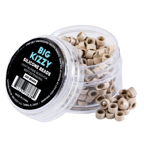 Big Kizzy Silicone Lined Microlink Beads for Weft Hair Extensions, 5.0mm Light Blonde beads for i...