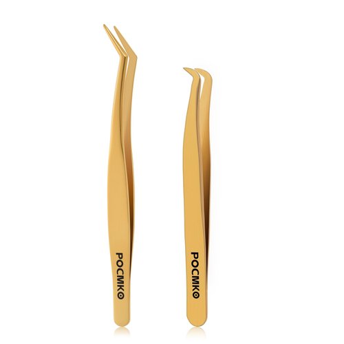 Clusters DIY Lash Applicator Sets, 2 PCS Eyelash Tweezers, Lash Applicator Tool, Gold Eyelash Tools Sets, DIY Eyelash Precise Applicator, Lash Tweezer for DIY Eyelash Extensions