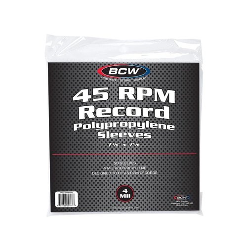 BCW 4 Mil Record Sleeves (7 Inch) | Clear Polypropylene Vinyl Album Protectors for 45 RPM | Archival Quality, Acid-Free Design | Premium Outer Sleeves for Storage of Your Vinyl Collection