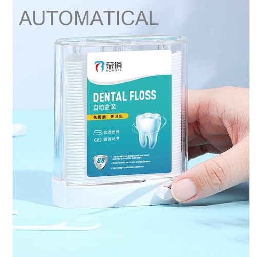 Dental Floss Picks, Flossers Picks for Adult Teeth, Packed in 1pc of Refillable Auto-Ejection-Case and 3pcs of Portable Cases, Hygienic Convenient, Smart Buy, 442pcs (White)