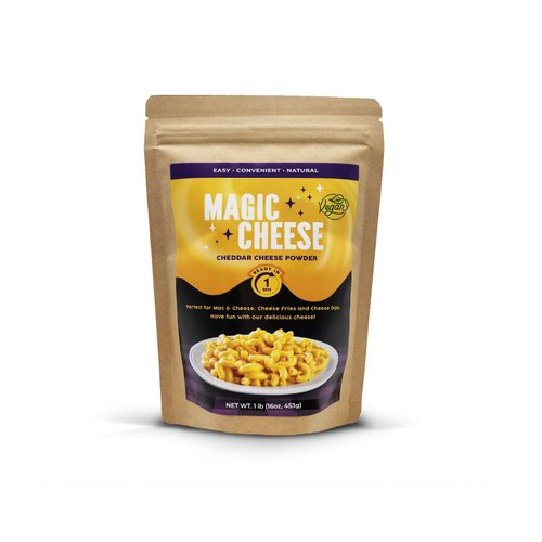 Vegan Magic Cheese Sauce (16oz powder makes 43oz cheese sauce), Cheddar Cheese Powder for Vegan, Plant-Based Cheese, Nacho Dipping Sauce, Mac & Cheese, Salty Crackers Dairy Free, Low Sodium