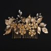 BERYUAN Wedding Gold Rhinestone Hair Comb Gold Flowers Leaves Hair Side Comb Wedding Hair Accessories Vintage Flowers Leaves Crystal Headpiece for Wedding Women