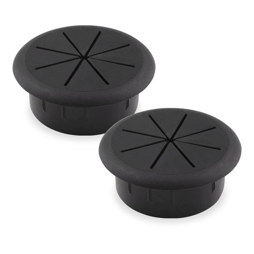 Suiwotin 2pcs 2 Inch Cable Grommet, Flexible Desk Grommet, Cable Cord Hole Plug Wire Hole Cover for Desk, Table, Wire Pass Through (Black)