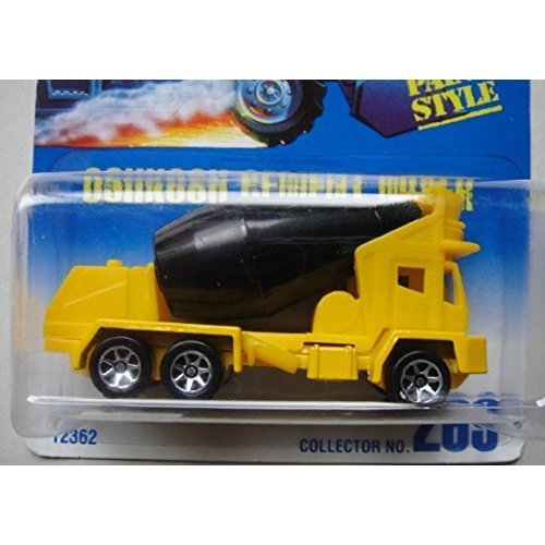 HOT WHEELS YELLOW AND BLACK SEVEN SPOKE #269 OSHKOSH CEMENT MIXER DIE-CAST