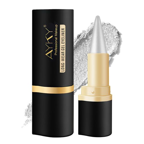 Nicgou Ayky Long Wear Gel Eyeliner, Rationalu Gel Eyeliner, Natural Black Eyeliner Cream, Waterproof Long Wear Gel Eyeliner, Waterproof ＆ Smudge-Proof Matte Gel Eyeliner (01# Silver)