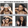 Auflaund Body Wave Headband Wig for African American Black Women Natural Synthetic Heat Resistant Black Hair Band Curly Wigs 24 Inch with Free Headbands