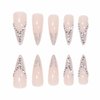 BABALAL Long Stiletto Press on Nails Sliver French Tip Fake Nails Glitter Glue on Nails Rhinestone Almond Acrylic Nails Manicure Nails for Women and Girls