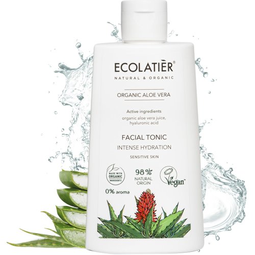 Facial Toner Intense Hydration with Organic Aloe Vera – Moisturizing, Vegan, 98% Natural, Tones & Softens Skin, for Women, Sensitive Skin - 8.5 Fl Oz / 250ml