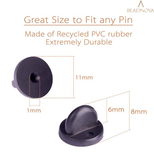 BEADNOVA Rubber Pin Back Butterfly Clutch Backings Pin Cap Replacement for Badges, Lapel Pin (50pcs)