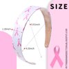 SARATA White Breast Cancer Awareness Headbands Pink Ribbon Wide Knotted Headband for Women Elastic Headbands Hoop Band Hair Access Hair Bands Party Supplies 1PCS