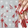 Christmas French Nail Art Stickers with Christmas Hat Snowflake Gift Bow English Design Xmas Nail Sticker 3D Adhesive Snow Elk Red French Glitter Nail Tip Christmas Winter Holiday Nail Decor for Women