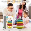 PANITU Baby Stacking Rings, Spinning Stacker Toys for Toddlers 1-3, Shake Rattle Set with Fine Motor Activities, Montessori Autism Sensory Toy, 6 Month Old Girl Boy Christmas Birthday Gifts