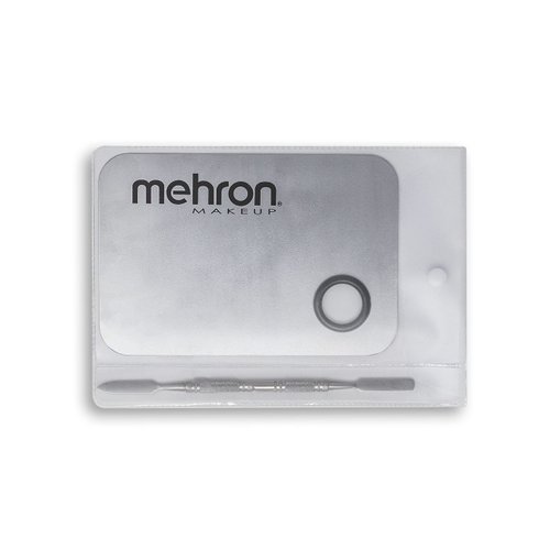 Mehron Makeup Professional Stainless Steel Artist Mixing Palette with Spatula | Makeup & Foundation Palette | Mixing Tray for Blending All Types of Beauty, Special FX, Halloween, & Performance Makeup