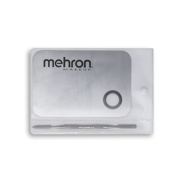 Mehron Makeup Professional Stainless Steel Artist Mixing Palette with Spatula | Makeup & Foundation Palette | Mixing Tray for Blending All Types of Beauty, Special FX, Halloween, & Performance Makeup