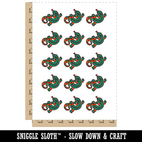 Southwestern Style Tribal Gecko Lizard Temporary Tattoo Water Resistant Fake Body Art Set Collection - 15 2" Tattoos (1 Sheet)