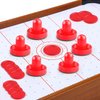 3 Sets 60mm Mini Air Hockey Pucks and Paddles Air Hockey Pushers Pucks Goal Handles Paddles Red Replacement Accessories for Game Tables (6 Strikers+12 Pucks)