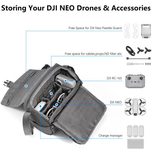 FPVtosky Shoulder Bag for DJI NEO/Mini 4 Pro/Mini 3 Pro Drone, Mini Series Travel Carrying Bag for DJI Mini 2 SE/Mini 3 / Mini 4 Pro Case, Premium DJI Mavic Mini 2/3 / 4 Series Accessories