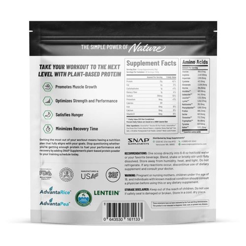 Snap Supplements Organic Plant Based Vegan Protein Powder Nitric Oxide Boosting Protein Powder, Vanilla Bean, BCAA Amino Acid for Muscle Growth, Performance & Recovery - 30 Servings (Banana)