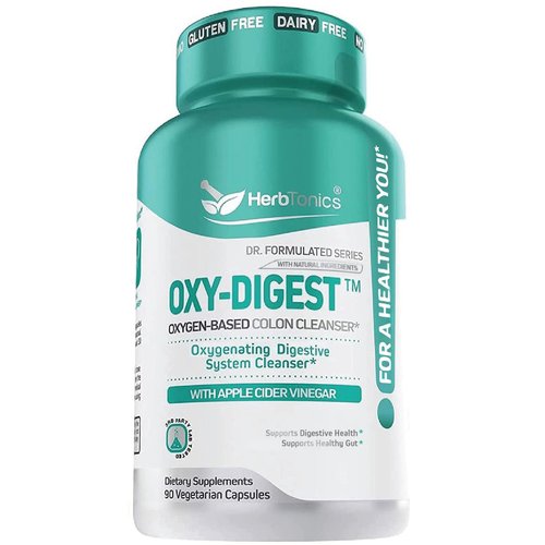 Herbtonics Oxygen Based Colon Cleanse and Detox Digestive System Formula | with Apple Cider Vinegar | 90 Vegan Pills Capsules for | Women and Men | Cleanser Supplement