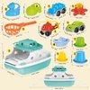Ferry Boat Toys Set with Helicopter 2 Cars | Baby Bath Toys for Toddlers with Stacking Cups | Baby Water Toy with Bath Boats Train for Girls and Boys