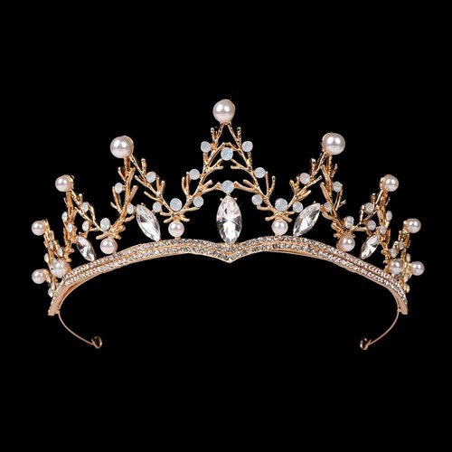 Ursula Costume Women Crown, Vofler Gold Tiara Mermaid Evil Queen Elf Witch Seashell Shell Coral Pearl Branch Headband Accessories for Princess Bride Adult Girl Halloween Party Birthday Wedding Pageant