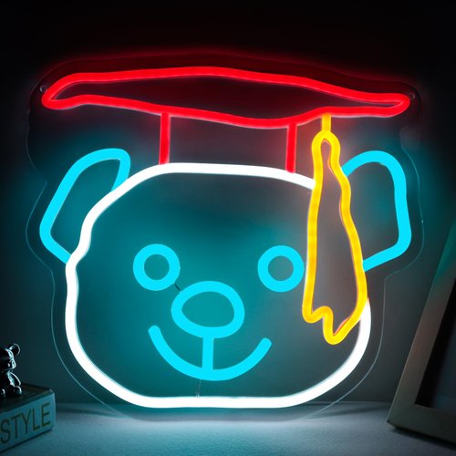 Balanar Graduation Bear Neon Sign with Graduation Cap,LED Graduation Bear Congrats Grad Light Up Sign for Bedroom Graduation Party Room Wall Decor Birthday Grad Gifts12.2 * 13Inch