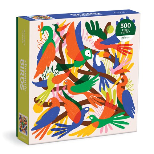 Galison Chromatic Birds 500 Piece Puzzle from Galison - Fun and Challenging Puzzle for Adults, Colorful Modern Illustrations of Birds, Thick and Sturdy Pieces, Great Gift Idea