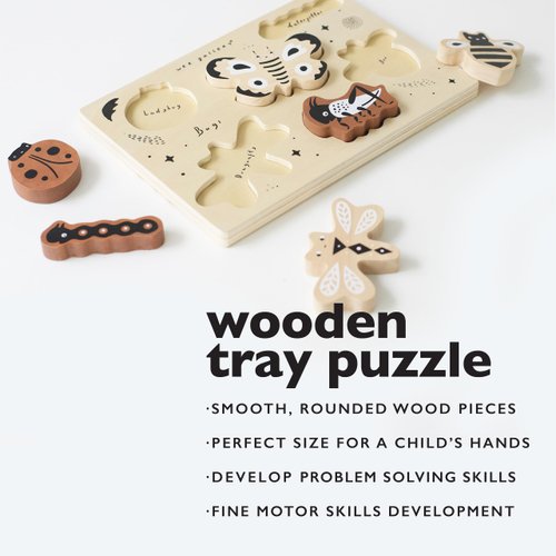 Wee Gallery Wooden Animals Tray Puzzle, Birds - Montessori Toys, Activity for Early Learning, Motor Skills Development, Child Safe Material, Natural Wood, Educational Toy for Kids, Toddler, Preschool