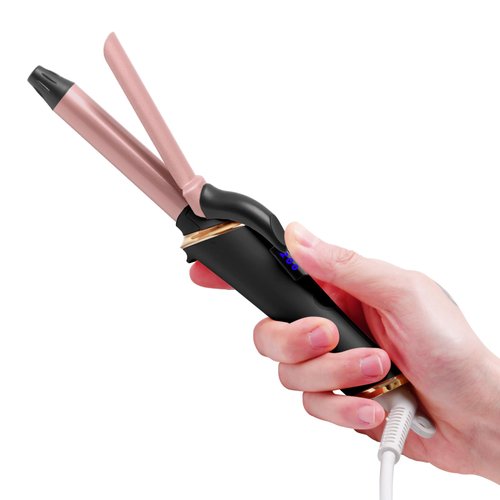 Mini Curling Iron Wand for Short Hair, Ukliss Travel Friendly Dual Voltage Mini Hair Curler, Ceramic Curling Wand for Versatile Styling, Portable and 60 Mins Auto-Off, 5 Heat Settings, Black 3/4 inch