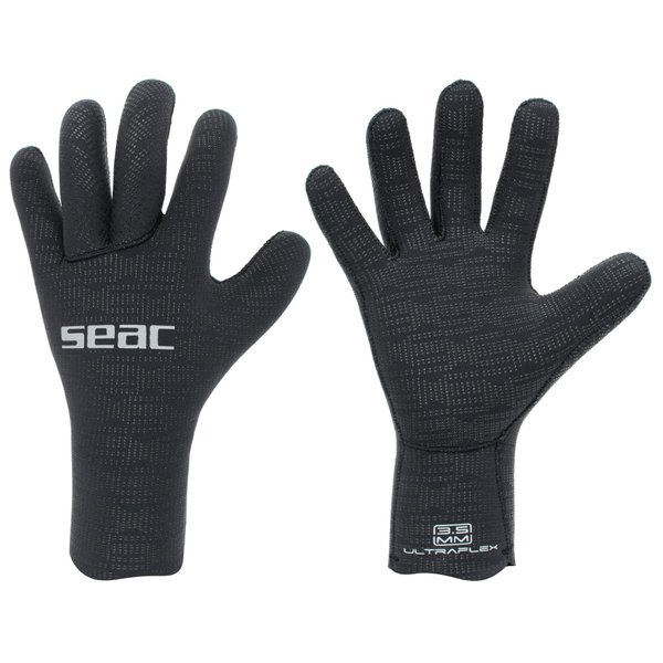 SEAC Ultraflex, 3.5 mm Ultra-Elastic Neoprene Gloves for Diving and Spearfishing, Anti-Slip, Black, Small