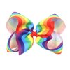 Rainbow Hair Bow with Clip Grosgrain Ribbons HairClips for Girls JB35 (2 Pcs-Set B)