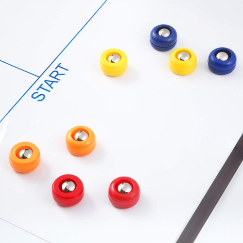 16 Pieces Mini Shuffleboard Replacement Pucks Tabletop Equipment Rollers Set Shuffleboard Curling Accessories (Red, Blue, Orange, Yellow)