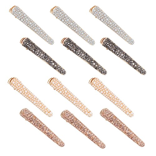 MIAO JIN 12 Pcs Rhinestone Pearls Alligator Hair Clips Duckbill Hairpins for Women&#39;s and Girls Ha...