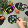 JarThenaAMCS 60Pcs Football Scratch Paper Craft Kits Football Helmet Scratch Cards Ornaments with Ribbon and Wooden Styluses for DIY Crafts Painting Classroom Party Supplies