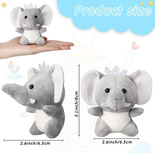 Wettarn 24 Pcs Mini Elephant Stuffed Animals 3.1 Inch Cute Elephant Plush Toys Baby Stuffed Elephant Toy for Baby Shower Boys Girls Elephant Themed Birthday Party Gifts Bedroom Living Room Decoration