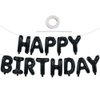 TONIFUL Black Happy Birthday Balloons Banner 16 Inch Mylar Foil Letters Birthday Sign Banner Bunting Reusable for Girls Boys Kids & Adults Birthday Decorations and Halloween Party Supplies