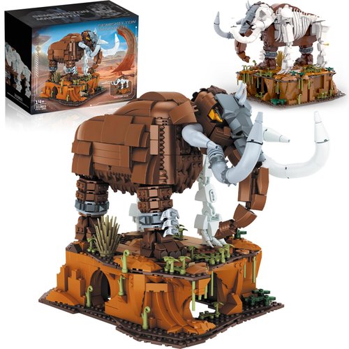 Huge Mammoth Fossil Building Kit with Habitat Base, Elephant Crossing Toys Compatible with Lego Animal Dinosaur Sets, Christmas Birthday Gift for Adults & Kids Aged 14+, 1310 PCS